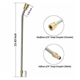 High Pressure Power Washer Wand 15 Inch Stainless Steel 30 Degrees Curved Rod Angled Extension Wand