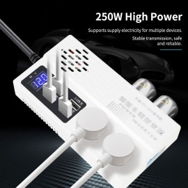 250W Car Power Inverter D C12V/24V to AC220V Multi-Funcitonal Power Converter Digital Display Power Voltage Transformer