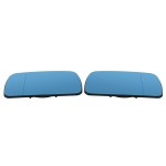 One Pair of Blue Wing Mirror Glass Rearview Heated Mirror Glass with Wide Angle Replacement for BMW E46 E39